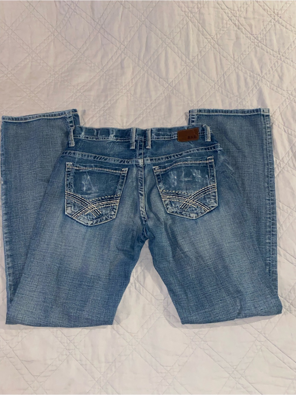 Men s Buckle Carter Jeans SizeLight Wash Straight Leg Jeans - Back Pocket Detail